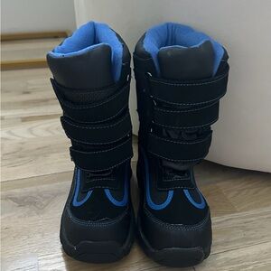 Kids Black and Blue Waterproof Winter Boots